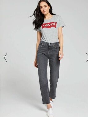Levi's High Rise Straight Jeans in Charcoal Premium button fly wedgie Icon